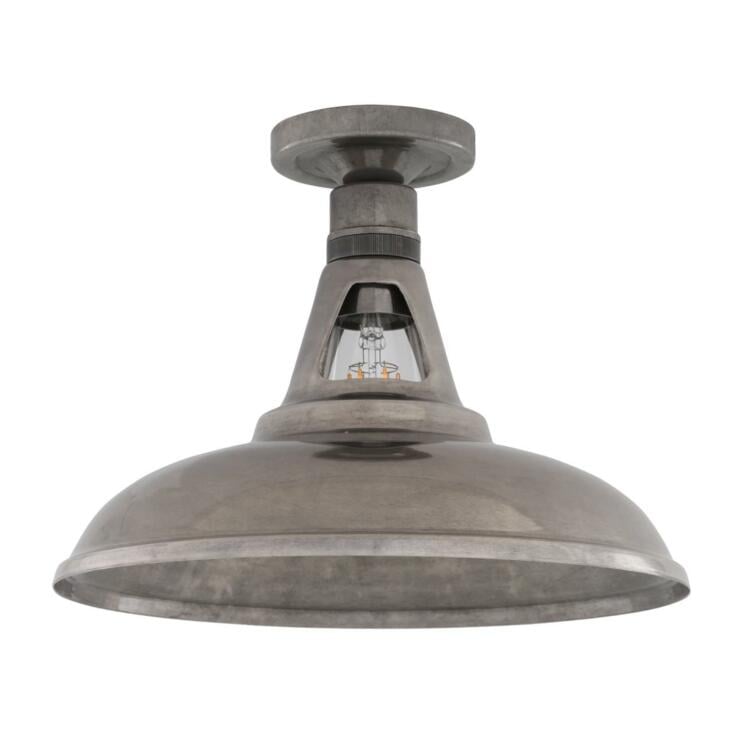Geneva Industrial Vintage Flush Ceiling Light 30cm, Antique Silver Geneva Industrial Vintage Flush Ceiling Light 30cm, Antique Silver