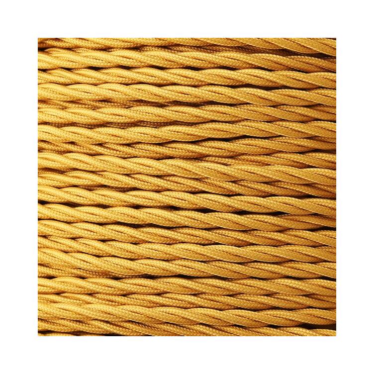 Gold Fabric Braided Cable, 2 Core Twisted