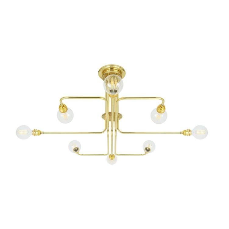 Irbid Modern Brass Flush Chandelier, Eight-Arm