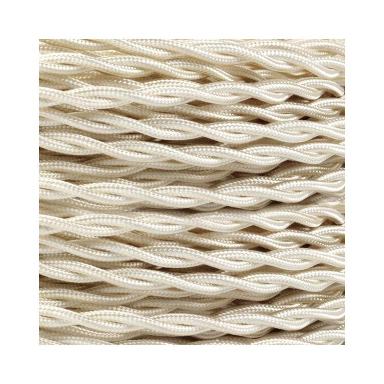 Ivory Fabric Braided Cable, 2 Core Twisted