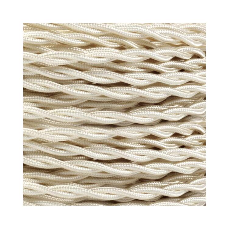 Ivory Fabric Braided Cable, 3 Core Twisted Ivory Fabric Braided Cable, 3 Core Twisted