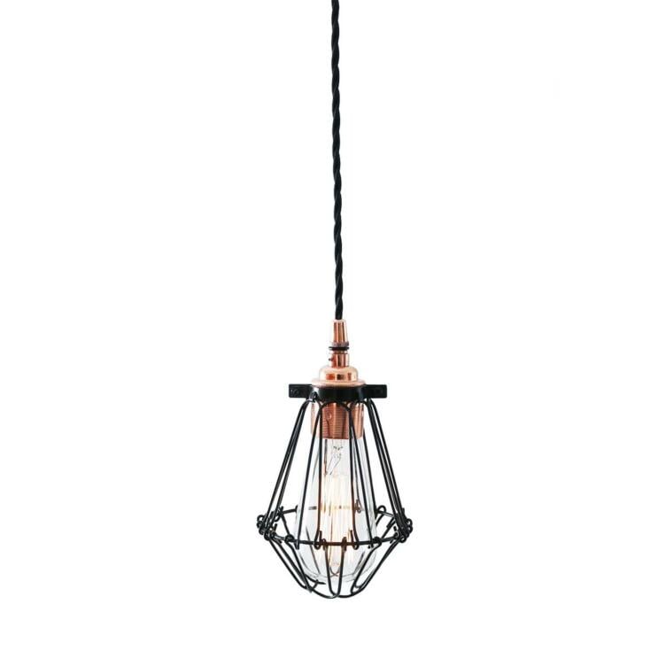 Juba Industrial Cage Pendant Light, Polished Copper