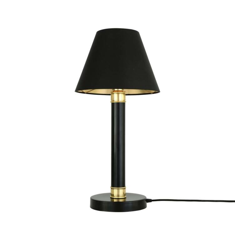 Kangos Traditional Brass Pillar Table Desk Lamp, Polished Brass and Matt Black