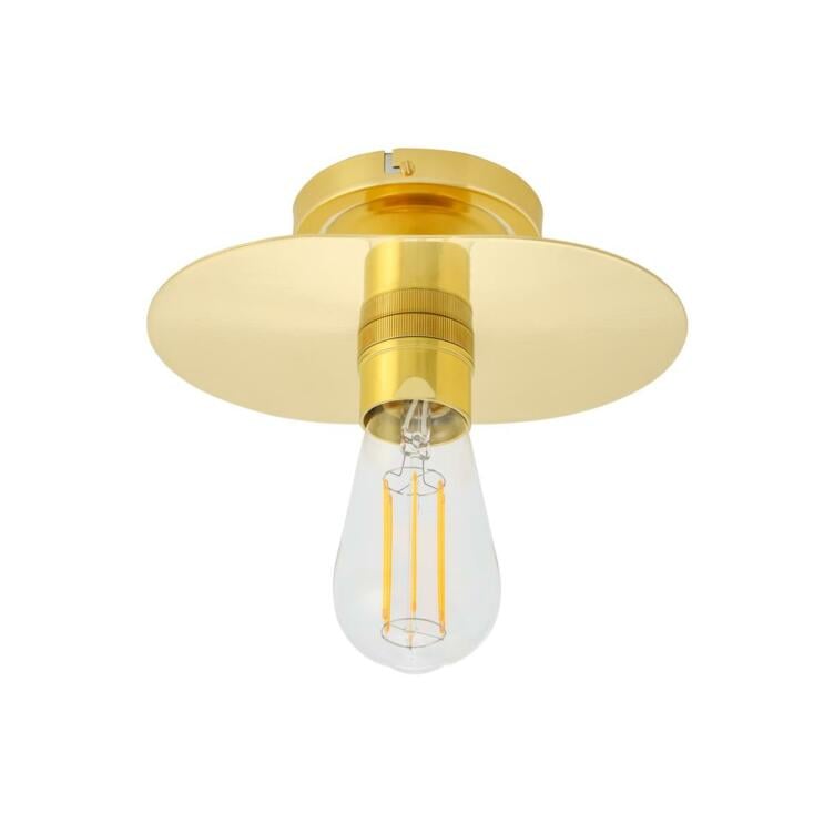 Kigoma Vintage Brass Shade Flush Ceiling Light, Polished Brass Kigoma Vintage Brass Shade Flush Ceiling Light, Polished Brass