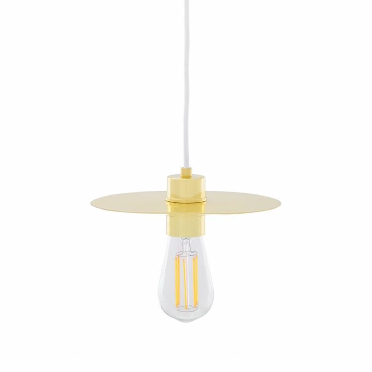 Kigoma Contemporary Brass Pendant Light, Polished Brass and White Cable