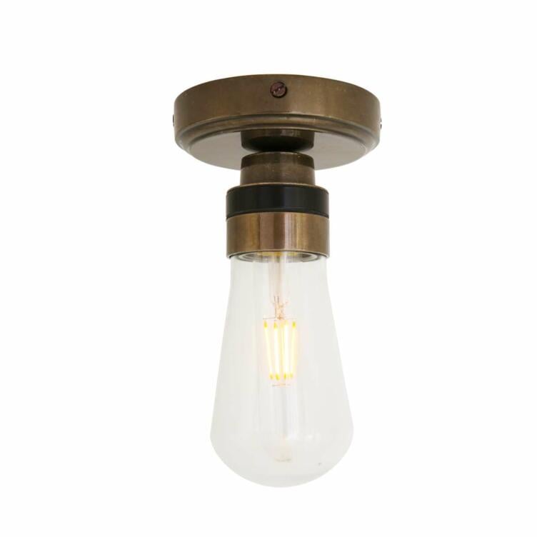 Kura Brass / Glass Bathroom Ceiling Light IP65