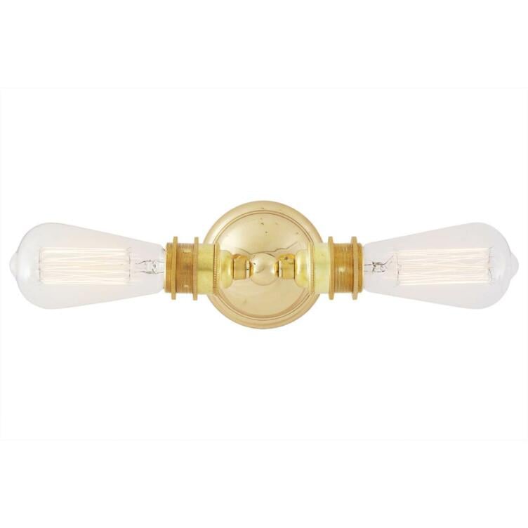 Lome Vintage Double Bare Bulb Wall Sconce, Polished Brass