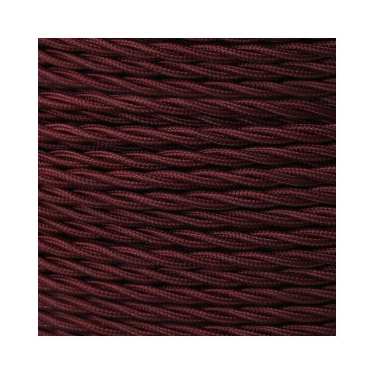 Maroon Fabric Braided Cable, 2 Core Twisted