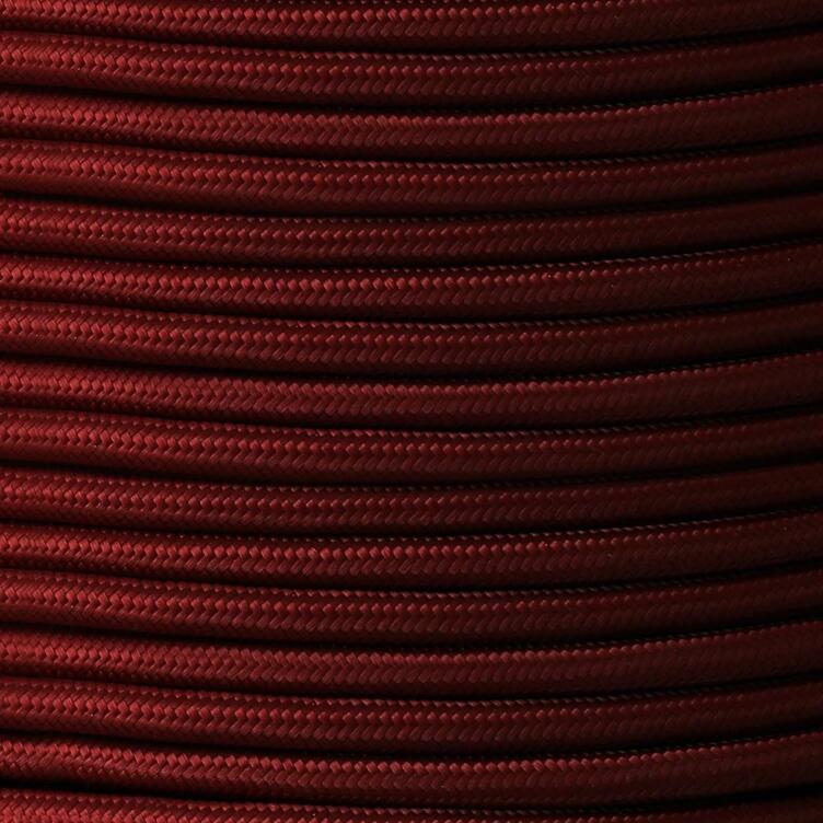 Maroon Fabric Braided Cable, 3 Core Round