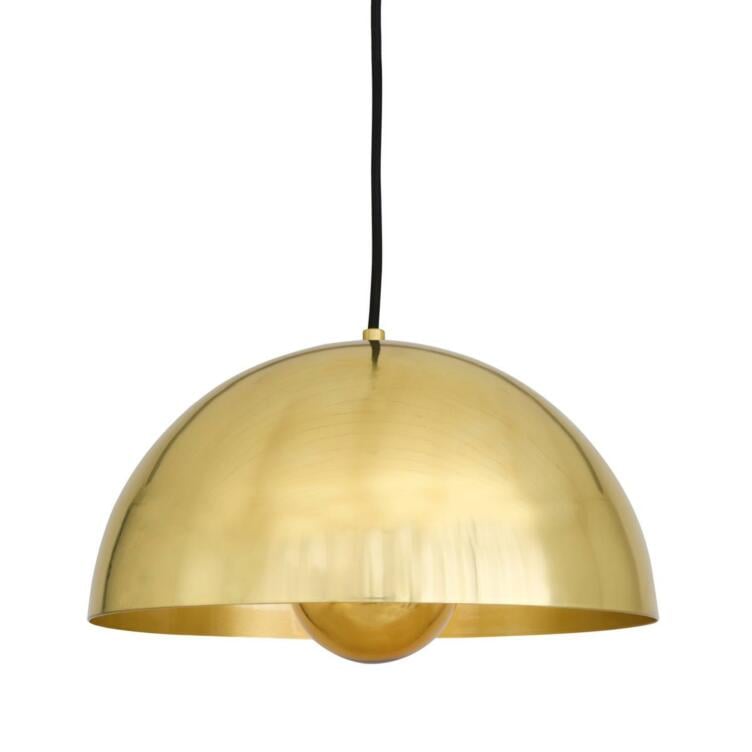 Maua Mid-Century Brass Dome Pendant Light 30cm, Polished Brass