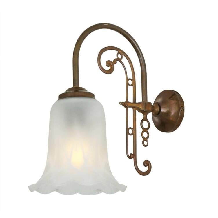 Medan Brass Wall Sconce with Opal Etched Glass Shade, Antique Brass