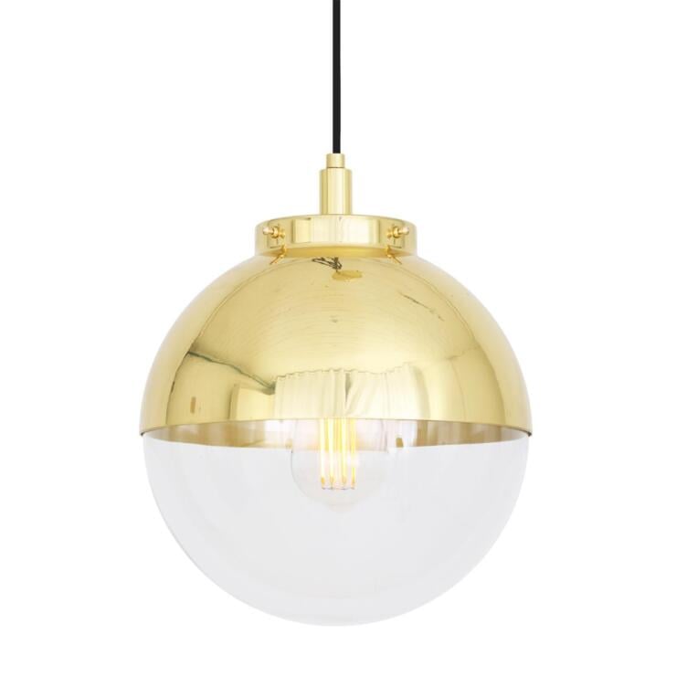 Mica Brass / Glass Dome Pendant Light IP44, Polished Brass