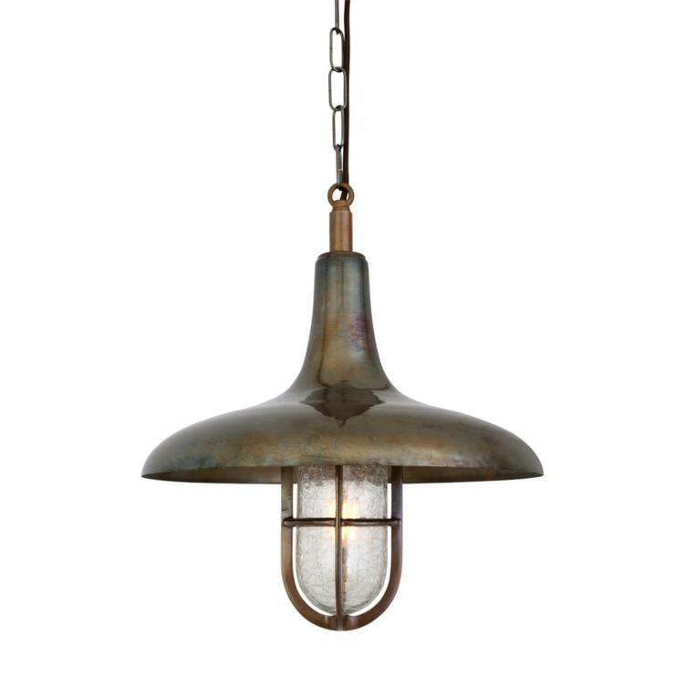 Mira Nautical Pendant Light IP65, Crackled Glass