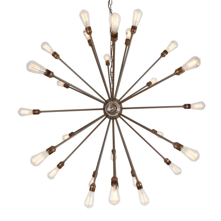 Nagano Large Brass Sputnik Chandelier, 29-Arm