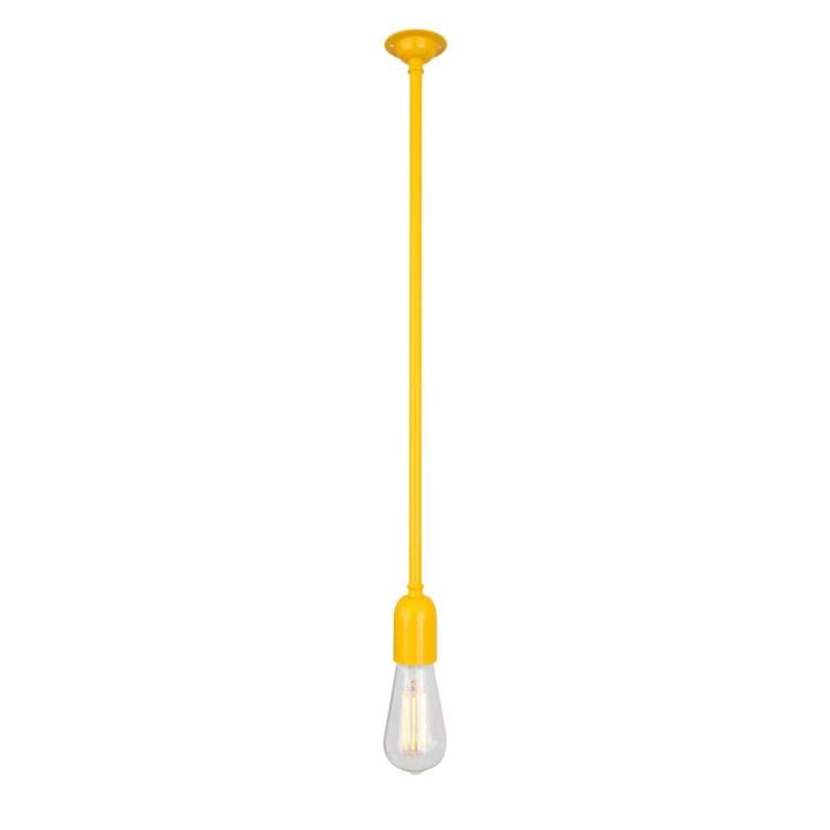 Powell Quirky Minimalist Bare Bulb Pendant Light, Powder Coated Yellow