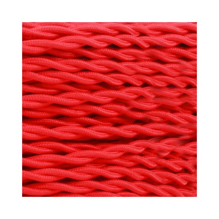 Câble tressé en tissu rouge, 3 fils torsadés