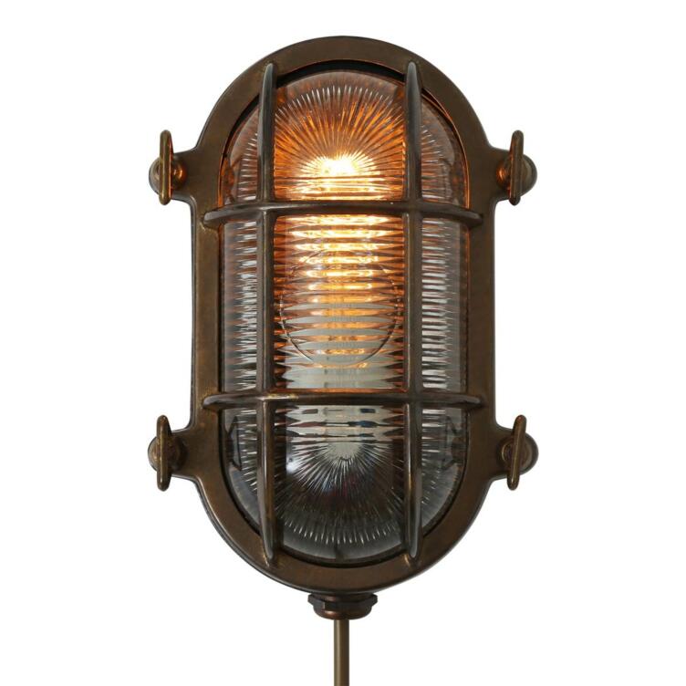 Ruben Marine Nautical Bulkhead Wall Light IP64, Antique Brass