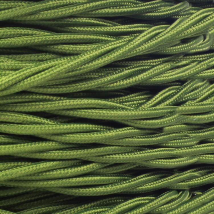 Sage Green Fabric Braided Cable, 2 Core Twisted