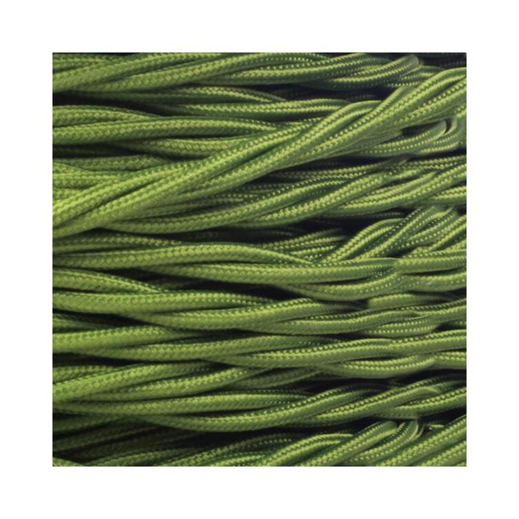 Sage Green Fabric Braided Cable, 3 Core Twisted