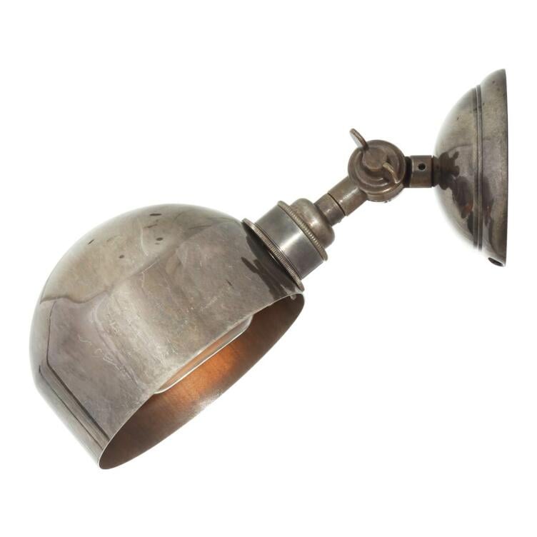 San Jose Vintage Adjustable Brass Picture Light, Antique Silver