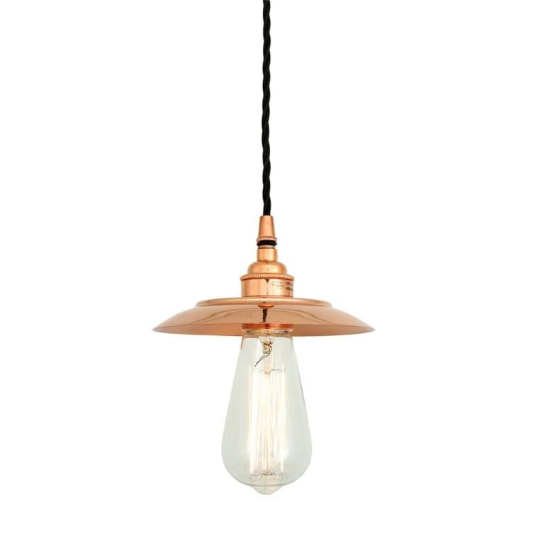 Suva Vintage Copper Bare Bulb Pendant Light, Polished Copper
