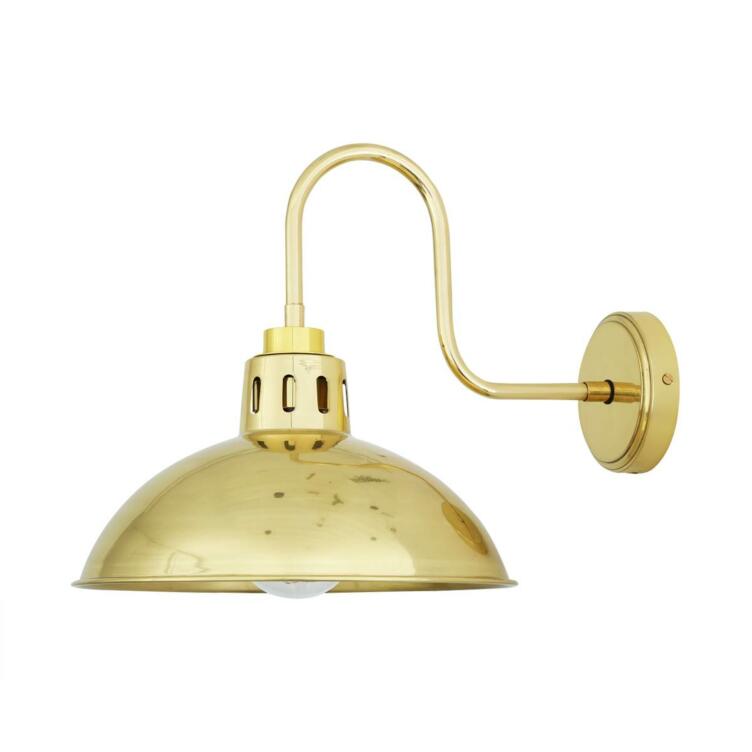 Talise Industrial Swan Neck Wall Light IP65, Polished Brass