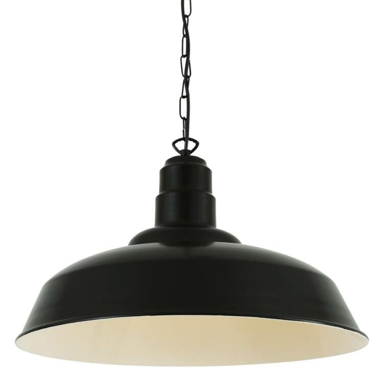 Wyse Industrial Factory Pendant Light 50cm, Powder Coated Matte Black