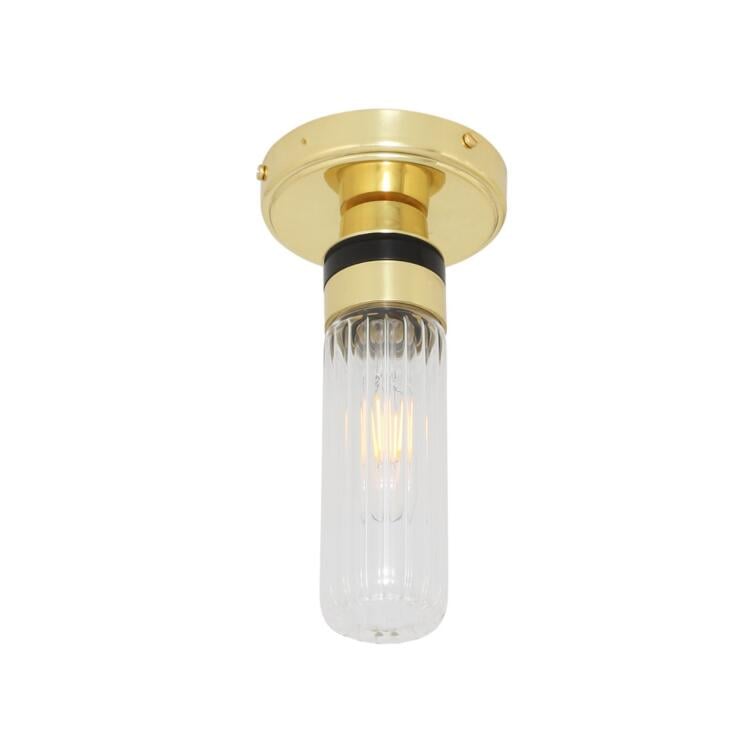 Tay Rippled Glass Flush Bathroom Ceiling Light IP65