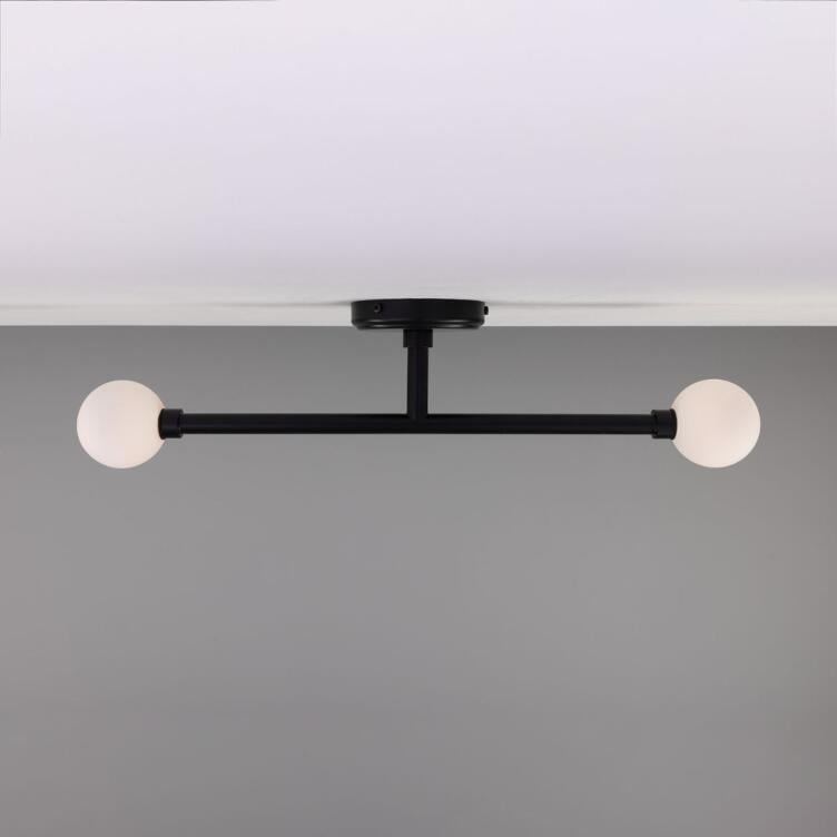 Monto Double Globe Slim Bathroom Ceiling Light 24" IP44, Powder-Coated Matte Black