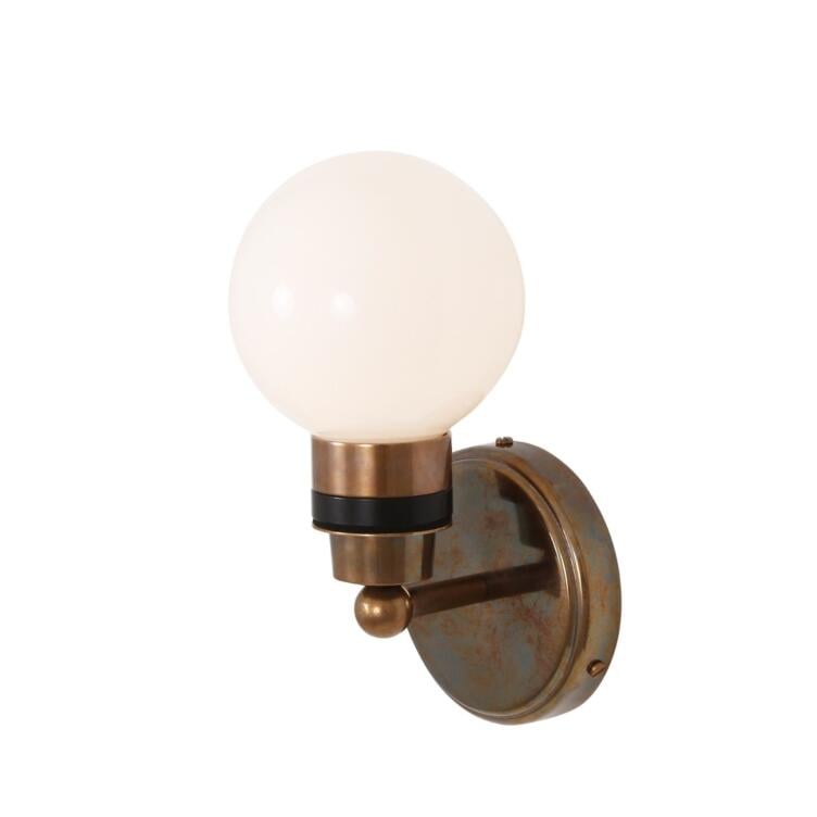 Shannon Small Opal Glass Globe Bathroom Wall Sconce IP65