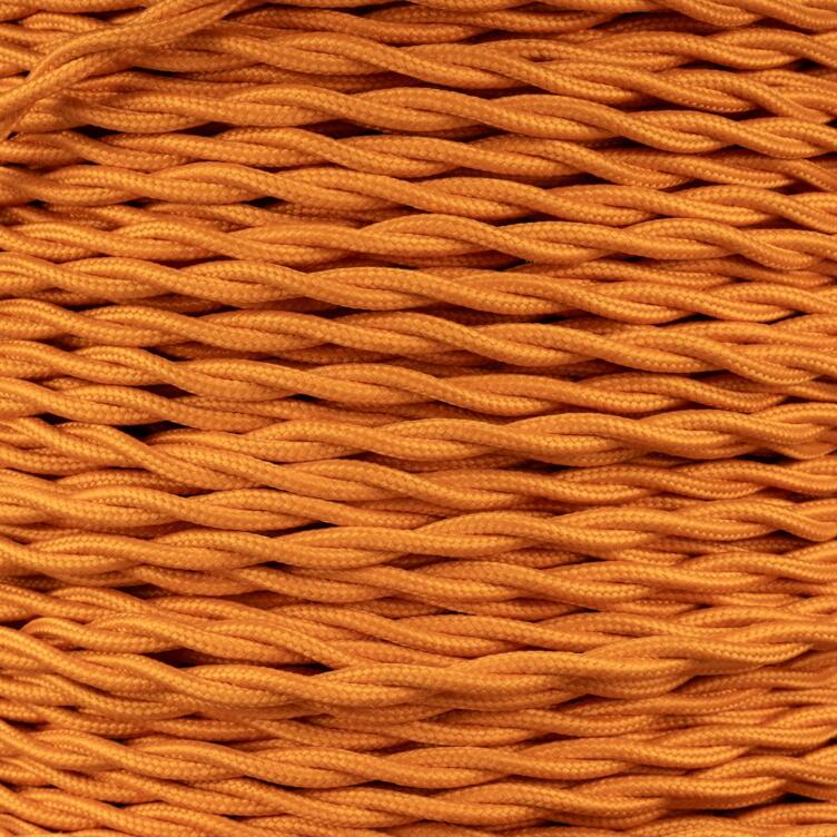 Orange Fabric Braided Cable, 2 Core Twisted