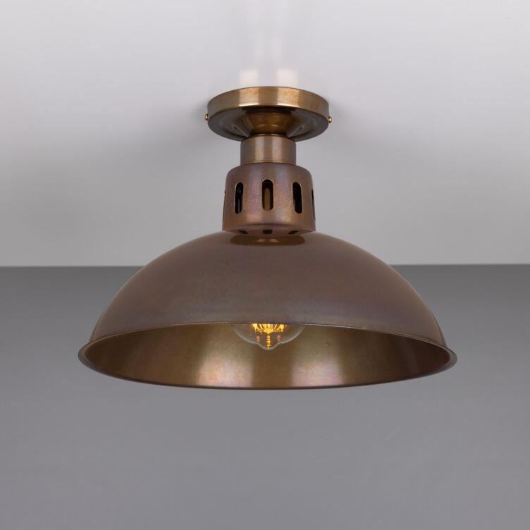 Paris Industrial Flush Ceiling Light 30cm, Antique Brass Paris Industrial Flush Ceiling Light 30cm, Antique Brass