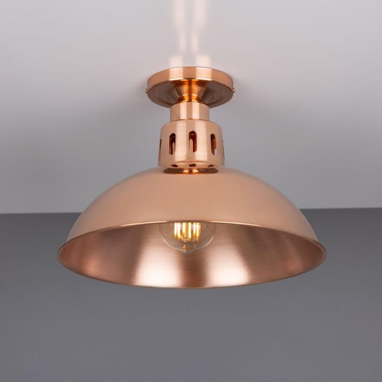 Berlin Vintage Copper Flush Ceiling Light 30cm