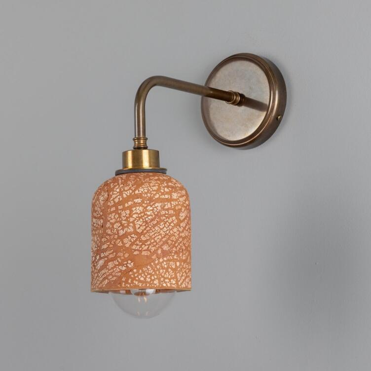 Osier Organic Ceramic Bathroom Wall Light, Red Iron IP44, Antique Brass