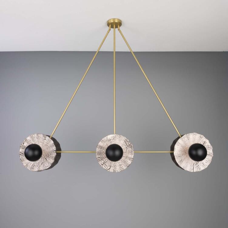 Eclipse Brass Kapok Six Light Chandelier, Black Clay, 118cm IP20