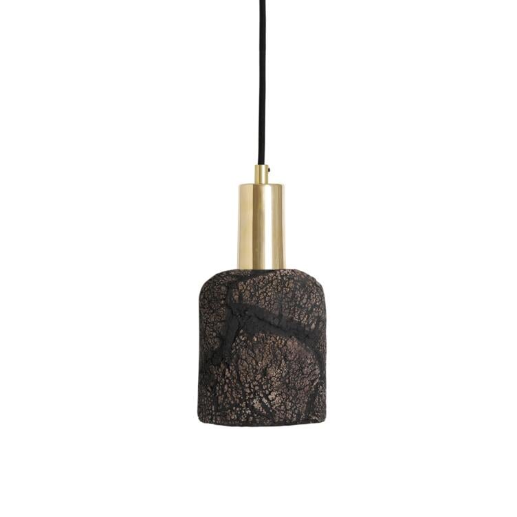 Osier Organic Ceramic Pendant Light 11.5cm, Black Clay