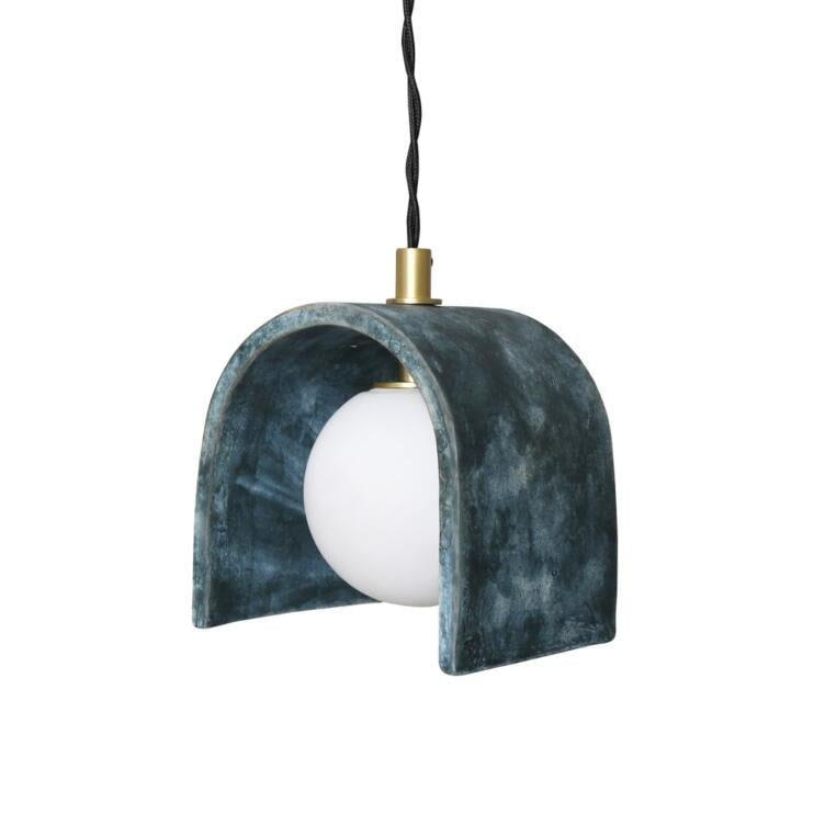 Tansy Minimalist Organic Ceramic Pendant, Blue Earth