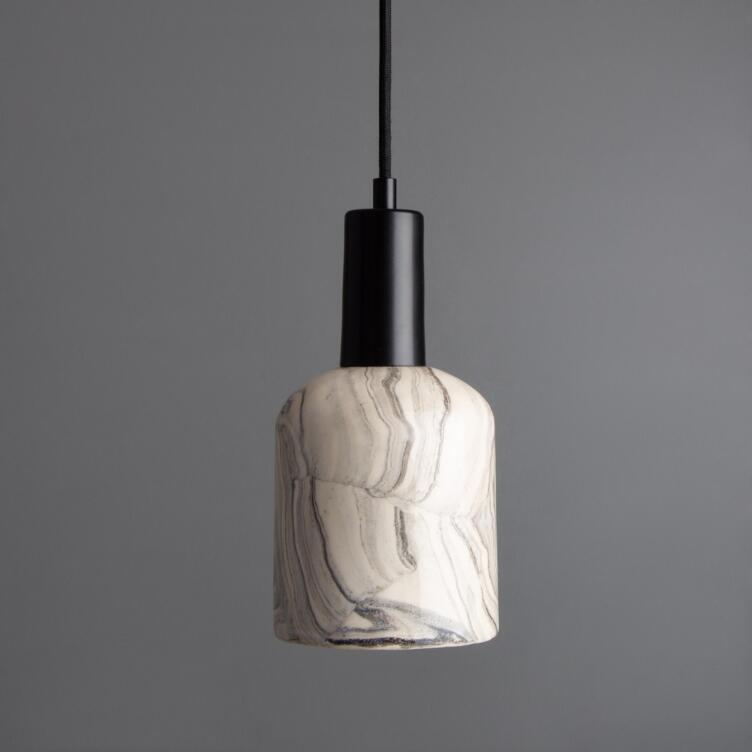 Osier Marbled Ceramic Pendant Light 11.5cm, Matte Black