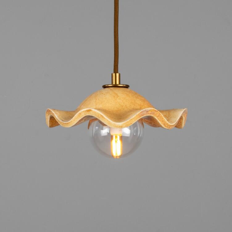 Rivale Pendant Light with Wavy Ceramic Shade, Oatstone 21cm IP20