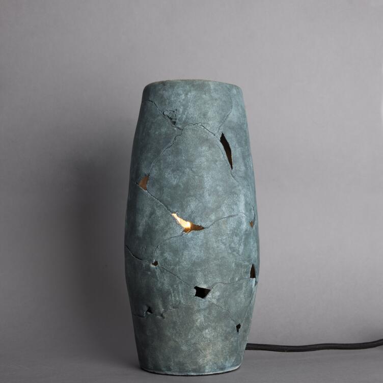 Carya Ceramic Table Lamp Rustic Luminaire, Blue Earth