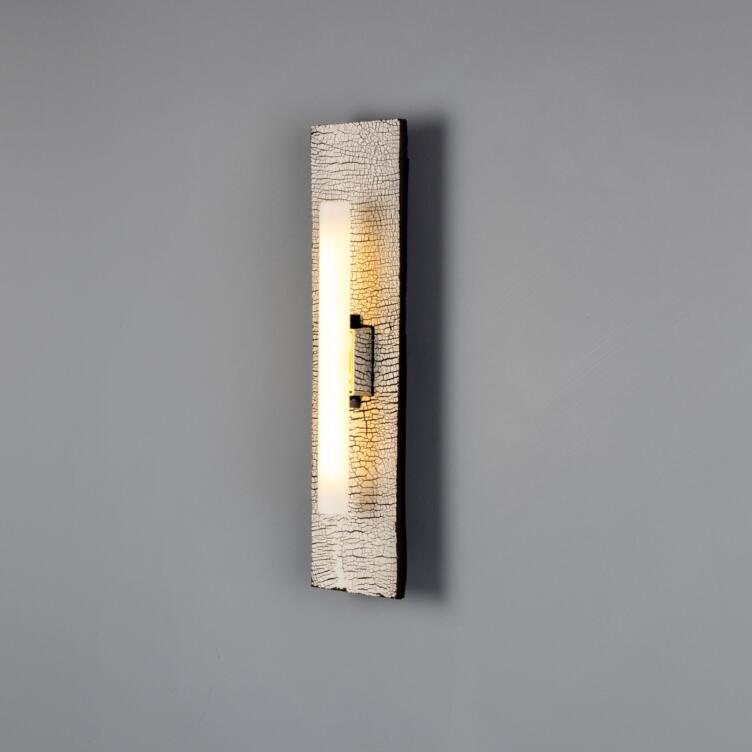 Capua Rectangular Ceramic Wall Light, Black Clay 50cm IP20