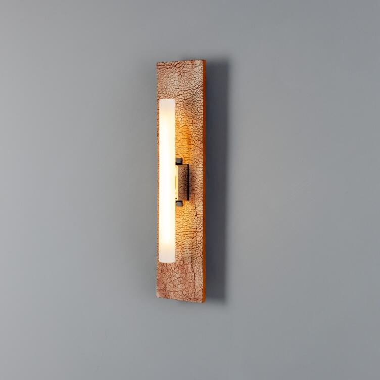 Capua Rectangular Ceramic Wall Light, Red Iron 50cm IP20