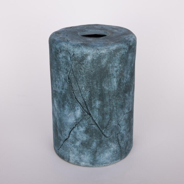 Senna Ceramic Cylinder Lamp Shade, Blue Earth 12cm