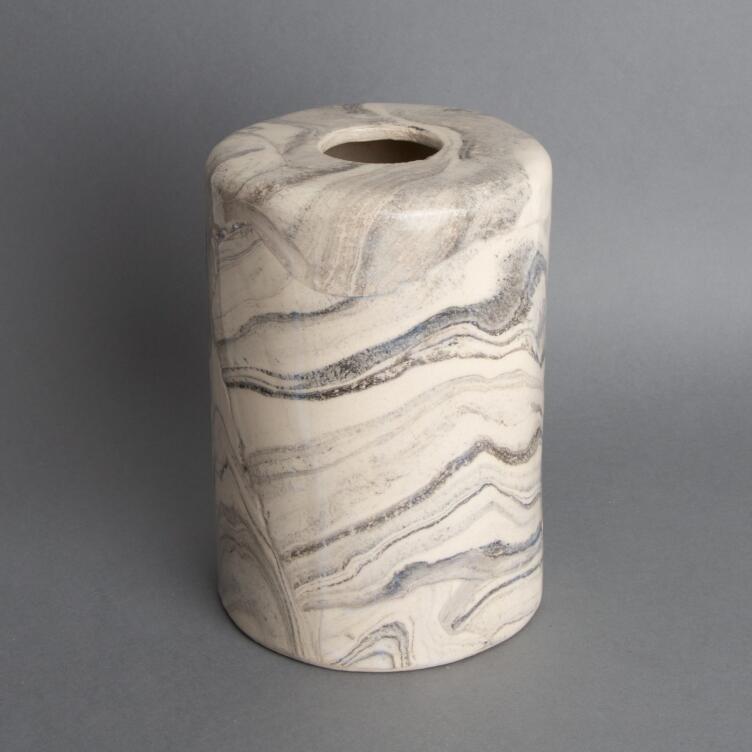 Senna White and Black Marble Ceramic Cylinder Lamp Shade 12cm