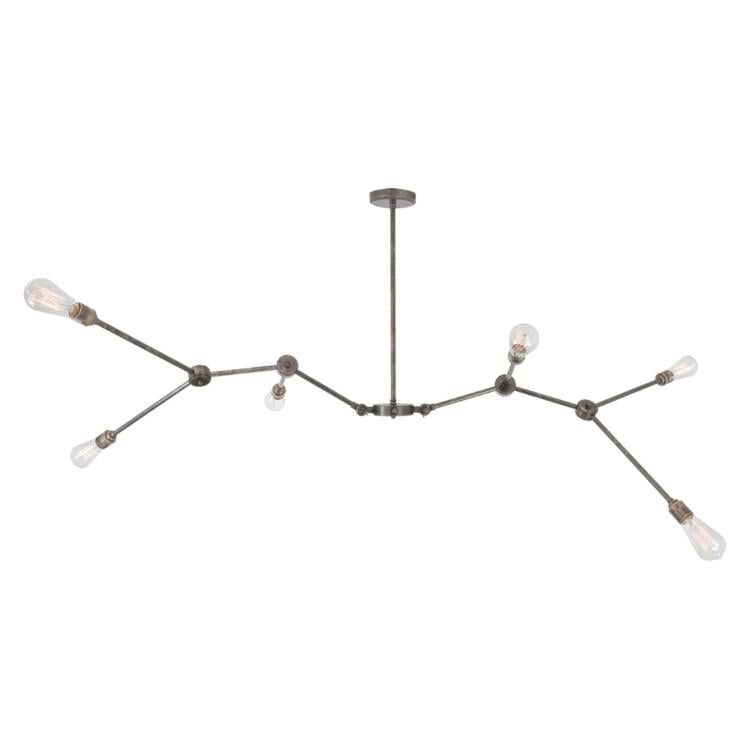 Ottawa Modern Industrial Brass Chandelier, Six-Arm