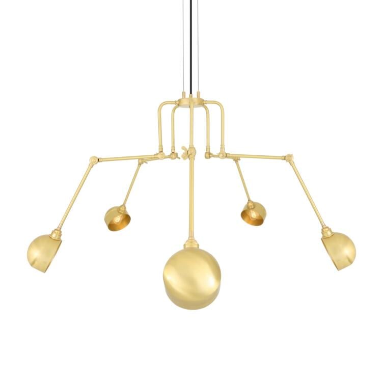 San Jose Industrial Adjustable Chandelier, Five-Arm