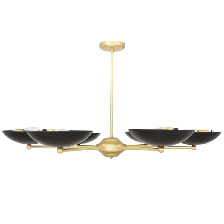 Newbury Modern Brass Chandelier with Black Metal Shades