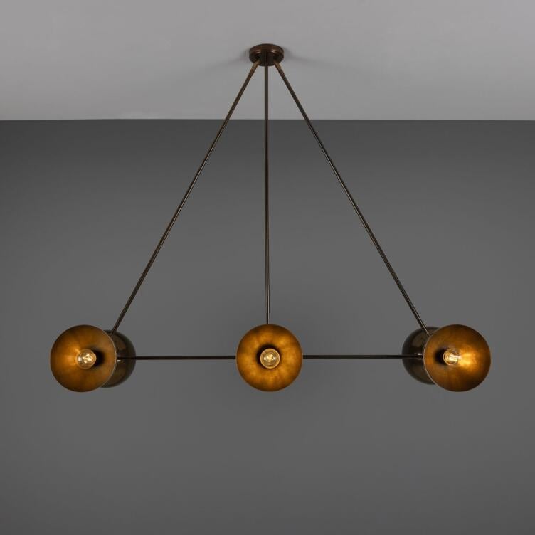 Eclipse Brass Dome Chandelier, Six-Light, Antique Brass