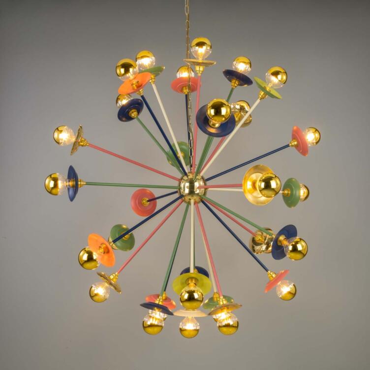 Tokyo Multi-Coloured 29-Arm Brass Sputnik Chandelier 47.25" IP20