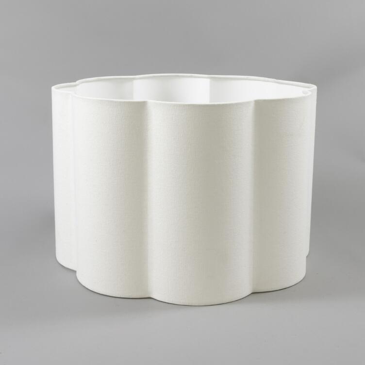 Scalloped Drum White Fabric Lamp Shade 18"
